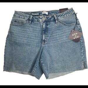 Women's High Rise Relaxed Bermuda Jean Shorts 7” Inseam Ava & Viv Plus Sizes